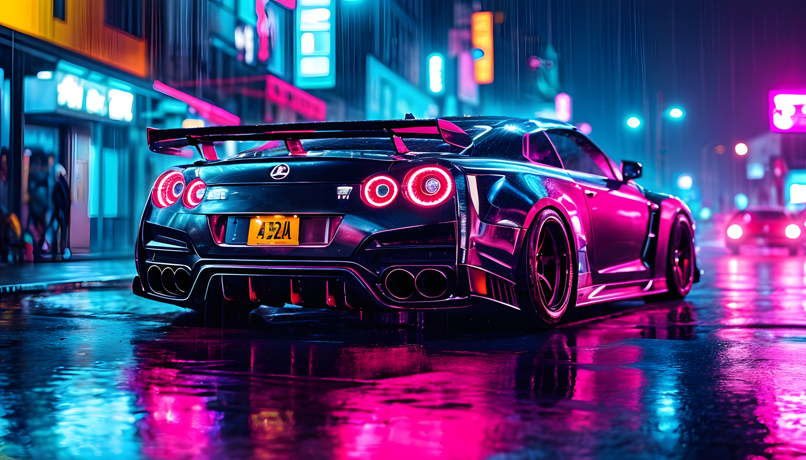 Neon Midnight GT-R 4K Desktop Wallpaper Free Download | WatchOut Walls